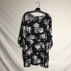 Black and gray floral sheath dress